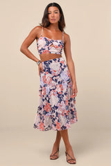 Floating Through Flowers Multi Floral Two-Piece Midi Dress