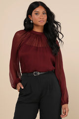 Angelically Airy Emerald Green Balloon Sleeve Top