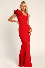 Lucette Black Sleeveless Ruffled Mermaid Maxi Dress