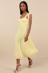 Sophisticated Charisma Navy Blue Tie-Strap A-Line Midi Dress