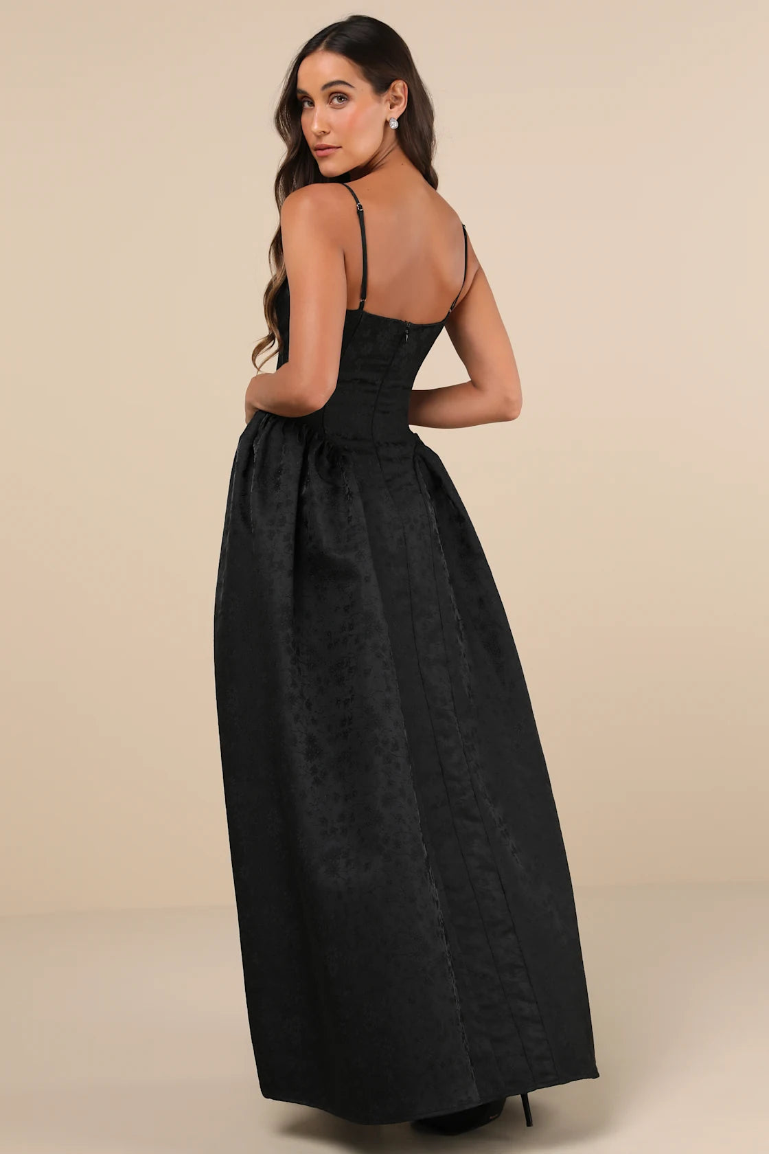 Gorgeous Extravagance Ivory Floral Jacquard Maxi Dress