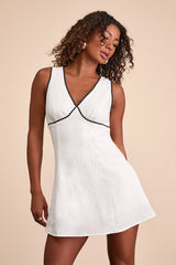 Arelie Blue Rickrack Sleeveless Mini Dress