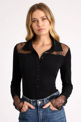 Wynette Ivory Sheer Embroidered Button-Up Top