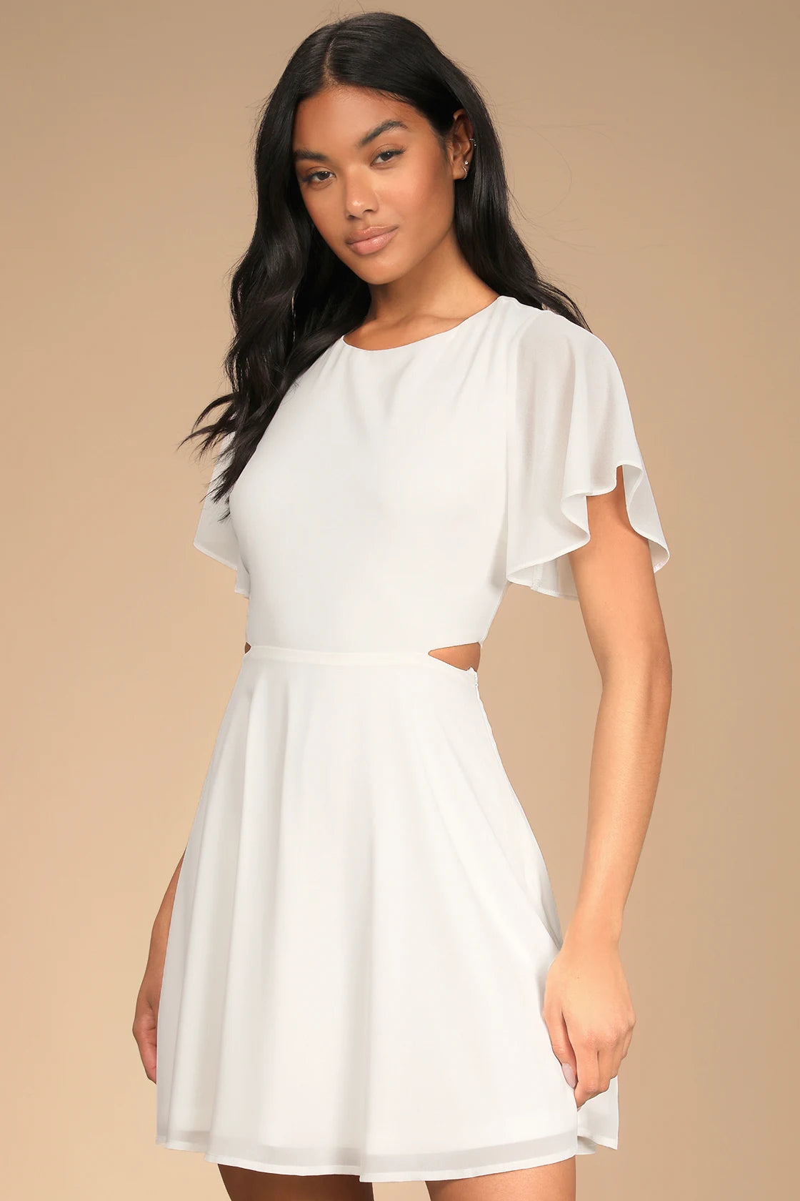 Blissful Love Blue Cutout Mini Skater Dress