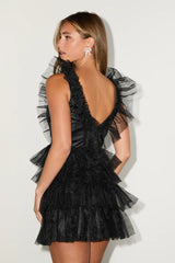Striking Sensation Yellow Tulle Tiered Ruffled Mini Dress