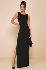 Significant Allure Red Slinky Knit Ruched Maxi Dress
