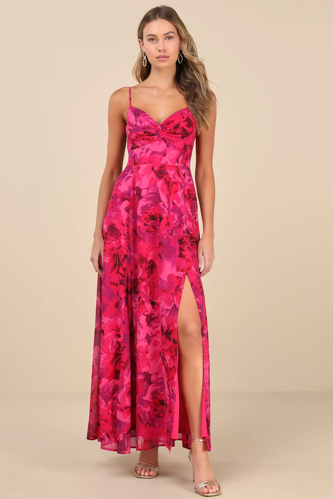 Beautiful Soul Teal Green Floral Print Twist-Front Maxi Dress
