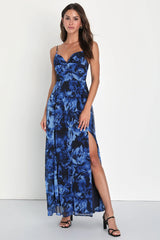 Beautiful Soul Teal Green Floral Print Twist-Front Maxi Dress