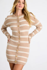 Maudie Black and White Striped Sweater Mini Dress