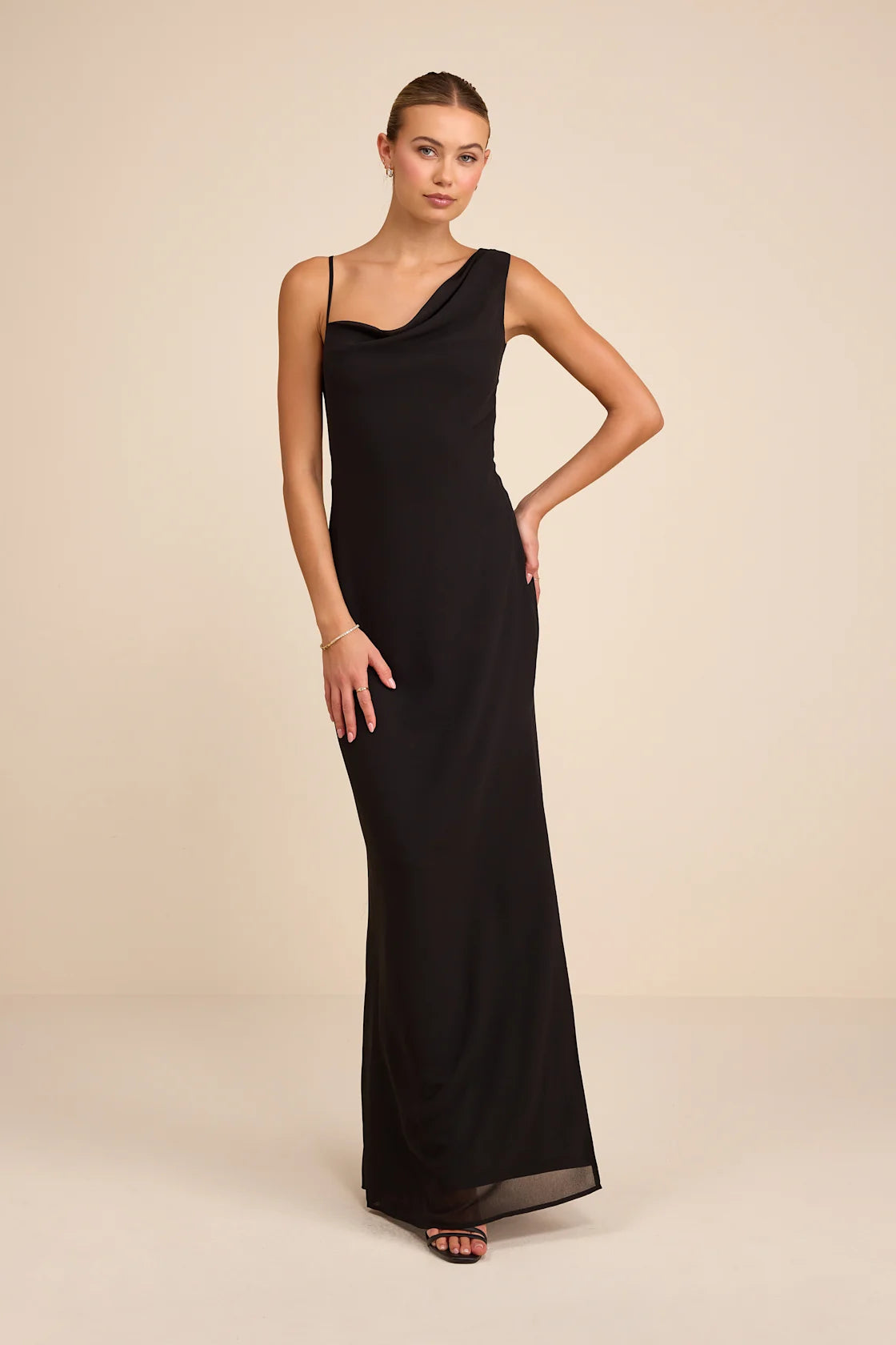 Vienta Magenta Floral Chiffon Asymmetrical Maxi Dress